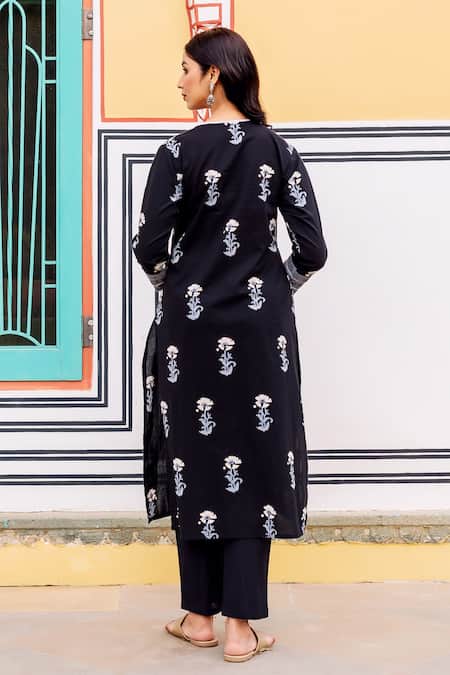 Missprint Meera Black Printed Kurta Set 