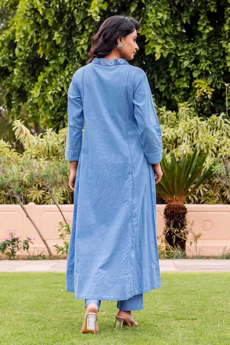 Missprint Saira Sky Cotton Anarkali Set 