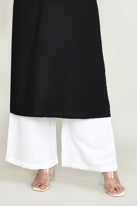 Shop Abbaran Black Rayon Embroidery Round Neck Kurta Set Online at Aza Fashions Shop_Abbaran_Black Rayon Embroidery Round Neck Kurta Set _Online_at_Aza_Fashions