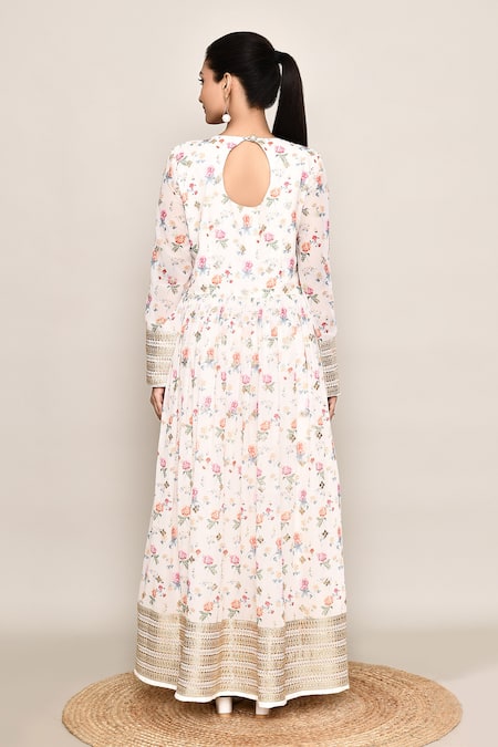 Shop_Abbaran_Off White Silk, Organza Embroidery, Sequins Round Neck, Kurta Palazzo Set _at_Aza_Fashions