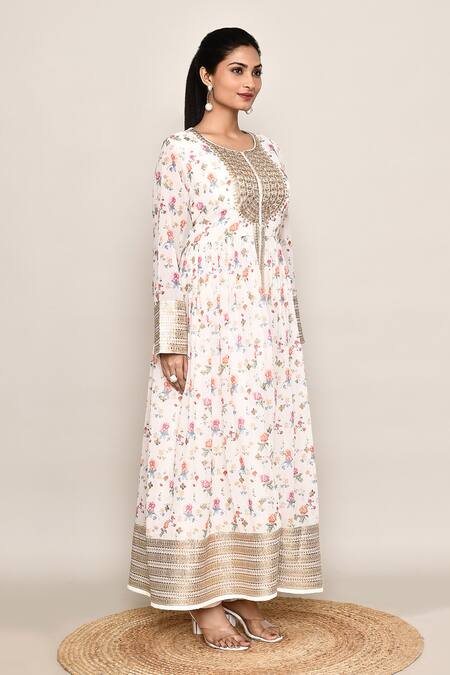 Shop_Abbaran_Off White Silk, Organza Embroidery, Sequins Round Neck, Kurta Palazzo Set _Online_at_Aza_Fashions