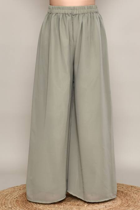 Abbaran_Green Georgette Embroidery, Sequins Round Neck Dusty Anarkali Set_Online_at_Aza_Fashions