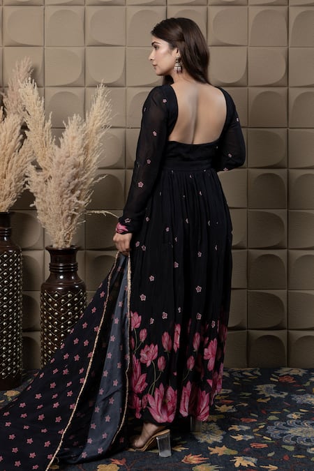 Label Flamingo By Vrinda Black Corset Anarkali Set 