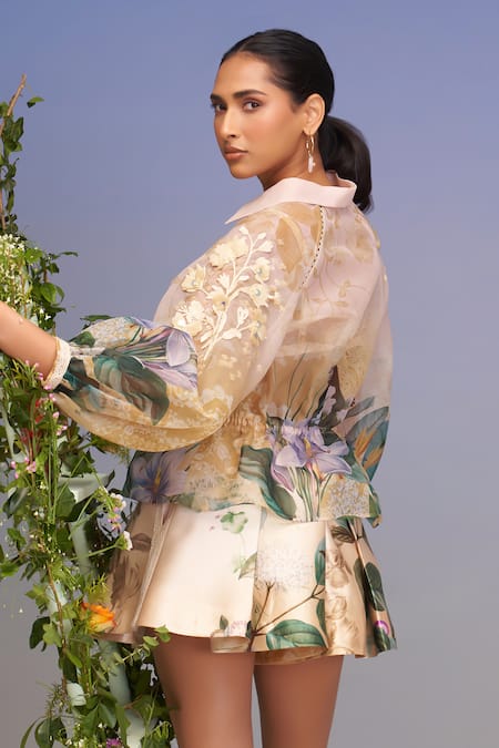 Pankaj & Nidhi Embellished Jacket & Pleated Mini Skorts 