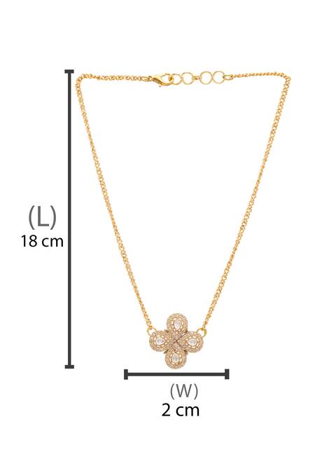 Ruby Raang_Gold Plated Polki Kundan Pendant Necklace _Online_at_Aza_Fashions