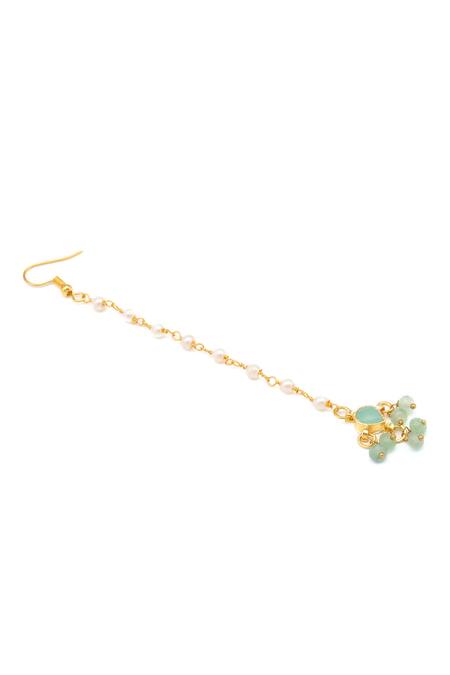 Ruby Raang_Green Beads, Pearls, Stones Gold Plated Jewellery Set _Online_at_Aza_Fashions
