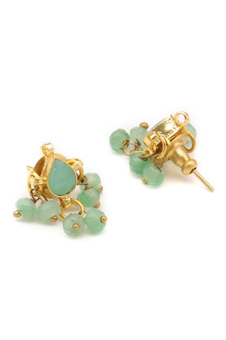 Shop Ruby Raang Green Beads, Pearls, Stones Gold Plated Jewellery Set Shop_Ruby Raang_Green Beads, Pearls, Stones Gold Plated Jewellery Set