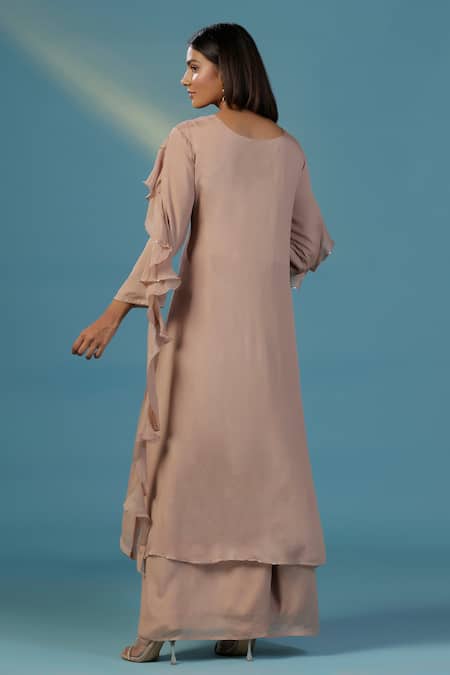 Two Sisters By Gyans Designer Gold Chinon Kurta Set 