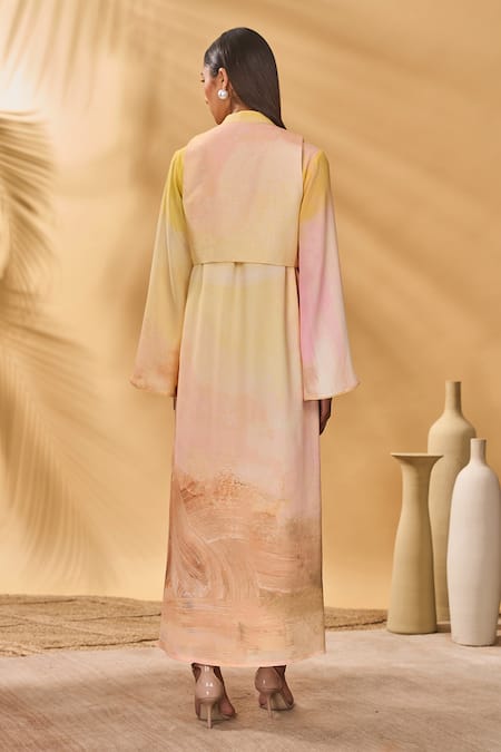 Masaba Ochre Yellow Glazing Symphony Dress Set 