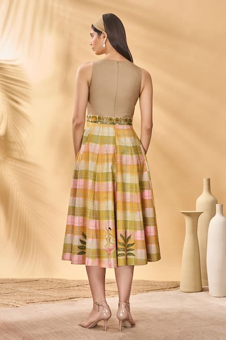 Masaba Pina Colada Checkered Midi Dress 