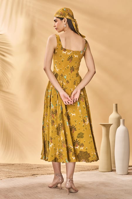Masaba Mustard Pirouette Picnic Corset Dress 