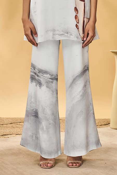 Buy_Masaba_White Crepe, Silk High Neck Moon And Mist Tunic Set _Online_at_Aza_Fashions