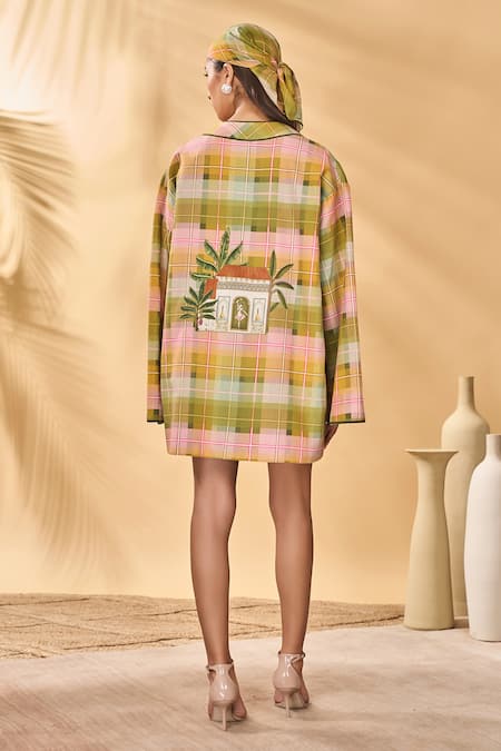 Masaba Holiday Home Pina Colada Checkered Jacket 