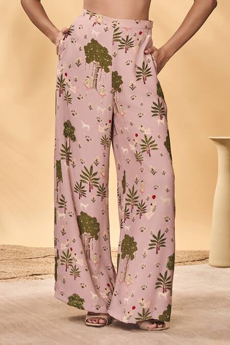 Shop_Masaba_Pink Crepe Pirouette Picnic Trousers_Online_at_Aza_Fashions