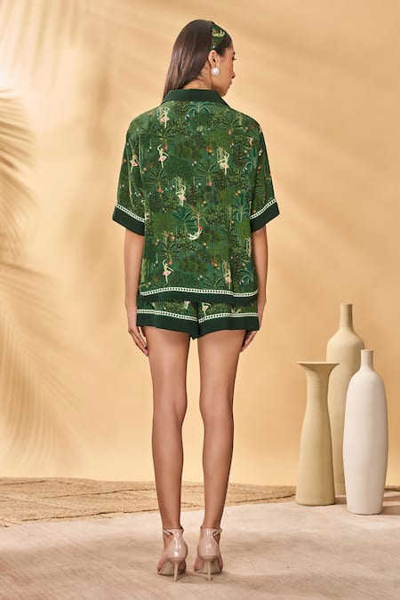 Masaba Green Tutus & Tapestries Shorts Set 