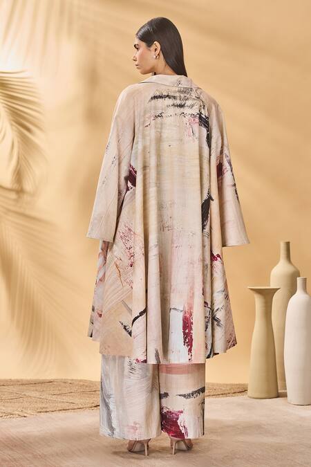 Shop Masaba Ivory Linen Collared Chaotic Harmony Jacket at Aza Fashions Shop_Masaba_Ivory Linen Collared Chaotic Harmony Jacket_at_Aza_Fashions