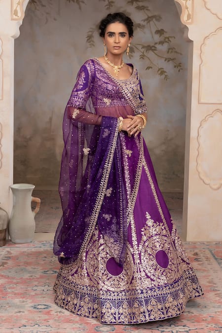 Adi By Aditya Khandelwl Purple Hand Embroidered Lehenga Set 