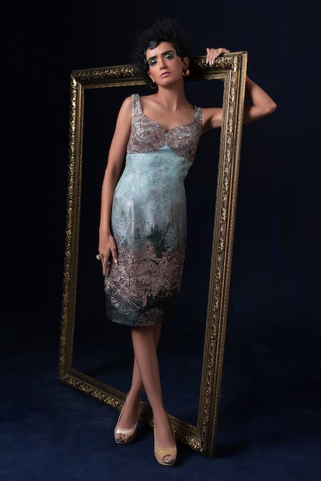 Adi By Aditya Khandelwl Hand Embroidered Jacquard Dress 