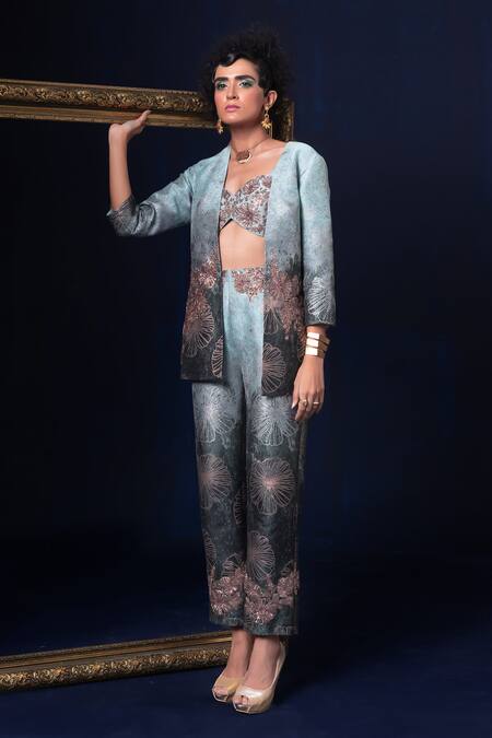 Adi By Aditya Khandelwl Hand Embroidered Jacquard Pant Set 