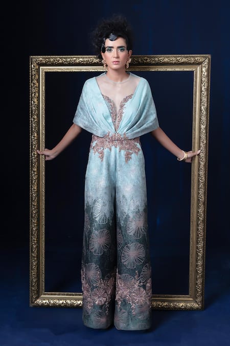Adi By Aditya Khandelwl Hand Embroidered Jacquard Jumpsuit 