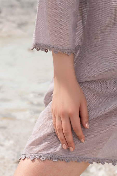 Beachbum_Silver Sequins, Embroidery V-neck Bird Kaftan _Online_at_Aza_Fashions