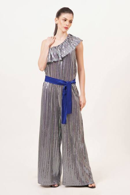 Buy_Beachbum_Blue Sequins One Shoulder Twinkle Jumpsuit _Online_at_Aza_Fashions
