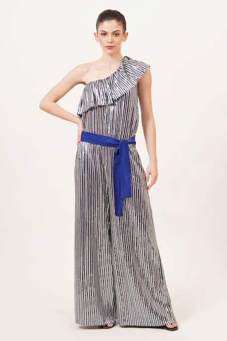 Shop_Beachbum_Blue Sequins One Shoulder Twinkle Jumpsuit _Online_at_Aza_Fashions