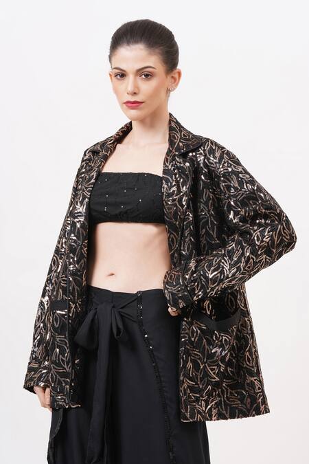 Buy_Beachbum_Black Sequins Sawy Allover Blazer _Online_at_Aza_Fashions