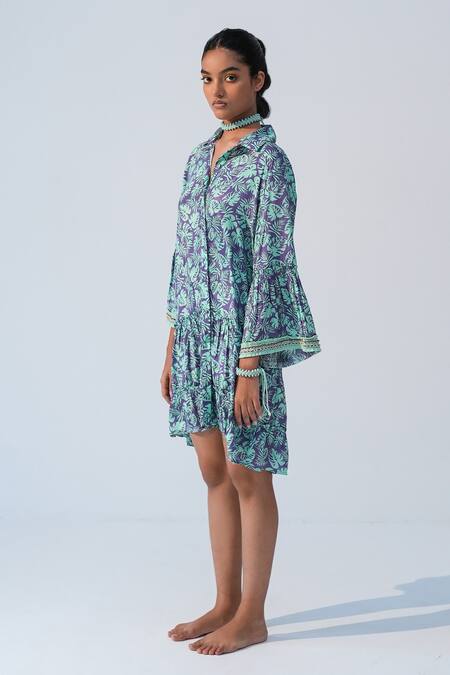 Buy_Beachbum_Purple Embroidery Collared Fig Fusion Drop Waist Dress _Online_at_Aza_Fashions