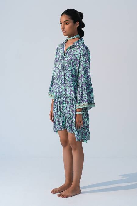 Shop_Beachbum_Purple Embroidery Collared Fig Fusion Drop Waist Dress _Online_at_Aza_Fashions