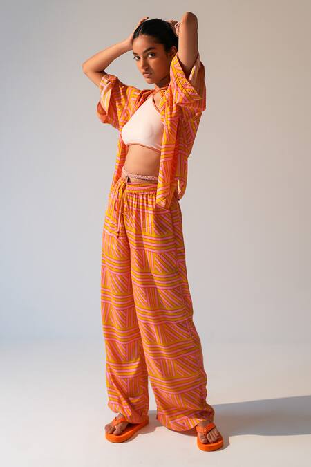 Beachbum_Pink Collared Cool Frosty Co-ord Set _Online_at_Aza_Fashions