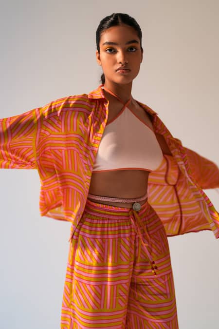 Buy_Beachbum_Pink Collared Cool Frosty Co-ord Set _Online_at_Aza_Fashions