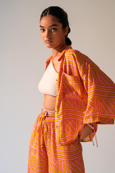 Shop_Beachbum_Pink Collared Cool Frosty Co-ord Set _Online_at_Aza_Fashions