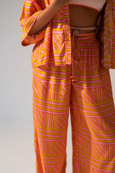 Beachbum_Pink Collared Cool Frosty Co-ord Set _at_Aza_Fashions