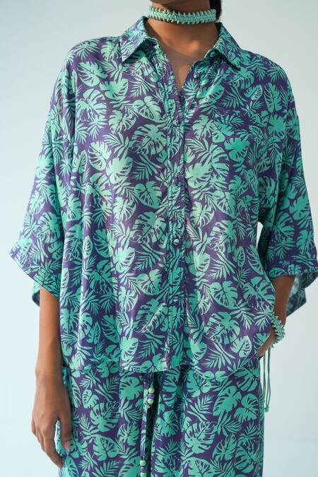 Beachbum_Purple Collared Cool Frosty Co-ord Set _at_Aza_Fashions