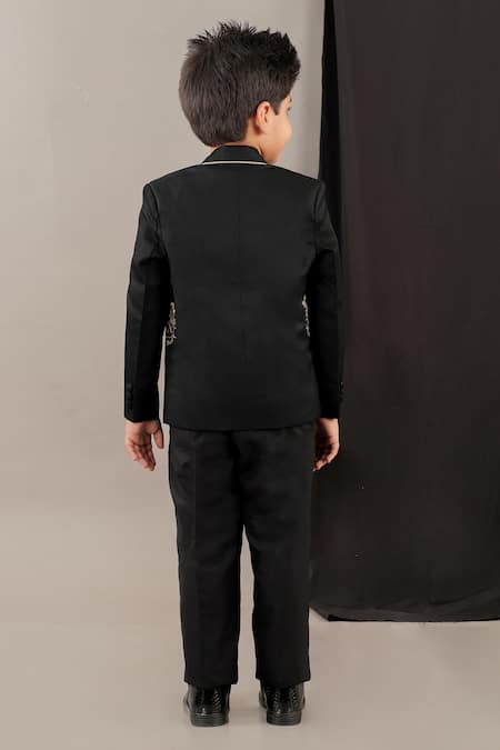 Little Brats Designer Black Horse Pattern Boys Suit 