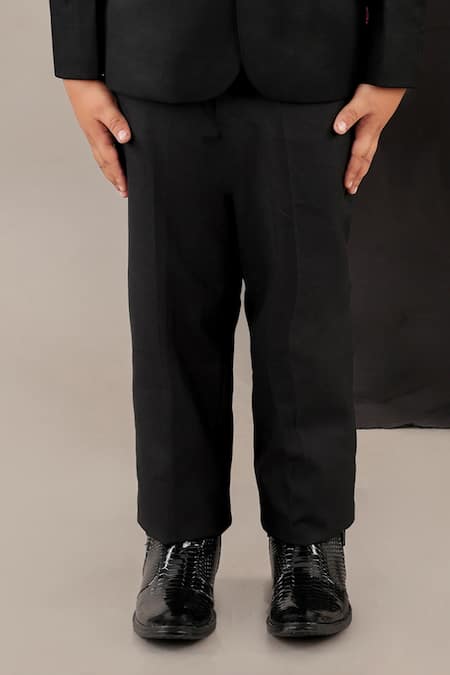 Little Brats_Black Viscose Designer Horse Pattern Boys Suit _Online_at_Aza_Fashions