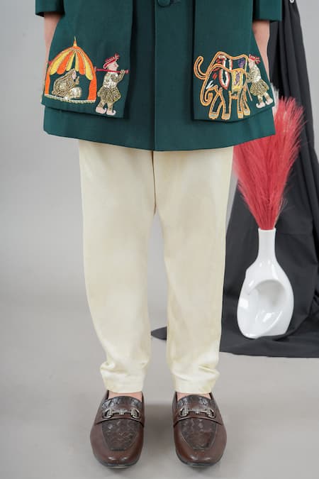 Buy Little Brats Green Cotton, Silk Embroidery, Sequins Designer Boys Bottle Sherwani Set Online at Aza Fashions Buy_Little Brats_Green Cotton, Silk Embroidery, Sequins Designer Boys Bottle Sherwani Set _Online_at_Aza_Fashions