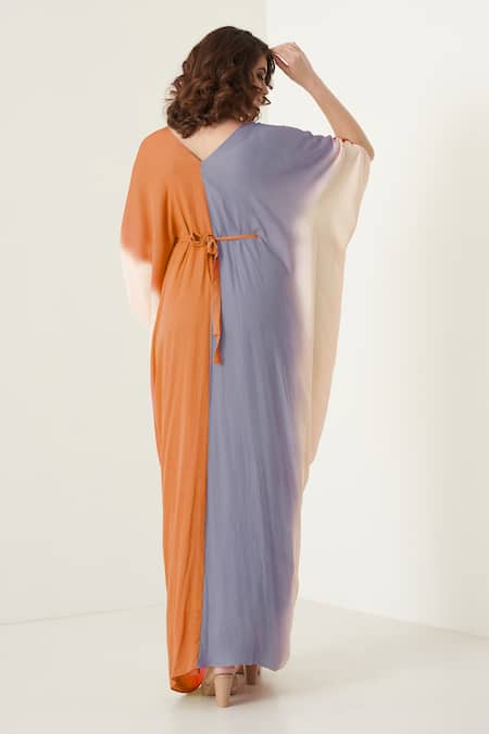 Shop Merge Design Multi Color Modal, Satin Embroidery, Fringe, Stones Multicolor Kaftaan Set at Aza Fashions Shop_Merge Design_Multi Color Modal, Satin Embroidery, Fringe, Stones Multicolor Kaftaan Set _at_Aza_Fashions