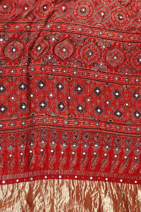 Buy_Sheeshakari_Red Silk Sequins, Embroidery Designer Printed Saree 