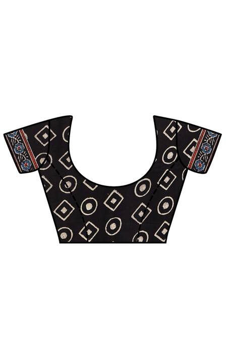 Sheeshakari Black Silk Embroidery Printed Saree With Blouse Online at Aza Fashions Sheeshakari_Black Silk Embroidery Printed Saree With Blouse _Online_at_Aza_Fashions