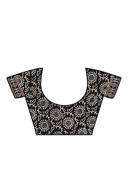 Sheeshakari Black Silk Sequins, Embroidery Printed Saree With Blouse Online at Aza Fashions Sheeshakari_Black Silk Sequins, Embroidery Printed Saree With Blouse _Online_at_Aza_Fashions