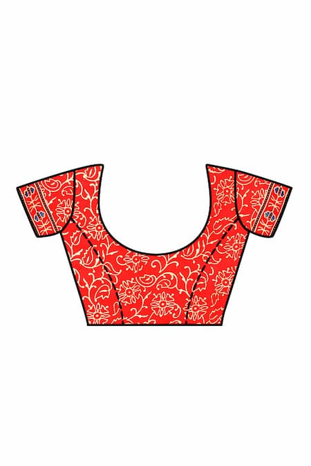 Sheeshakari_Red Silk Embroidery Printed Saree _Online_at_Aza_Fashions