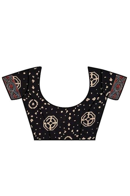 Sheeshakari_Black Silk Sequins, Embroidery Printed Designer Saree _Online_at_Aza_Fashions