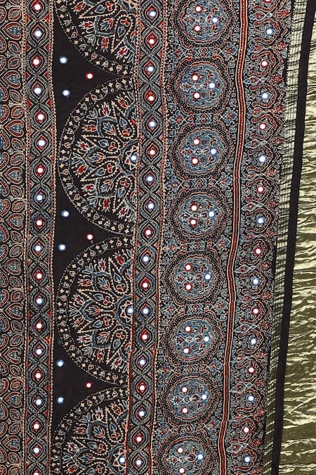 Buy_Sheeshakari_Black Silk Sequins, Embroidery Printed Designer Saree 