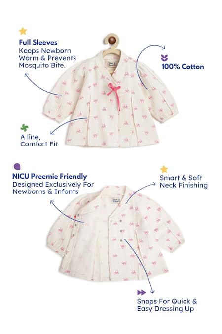 Shop_Tiber Taber_White Cotton Bows Print Flexi Kimono Set 