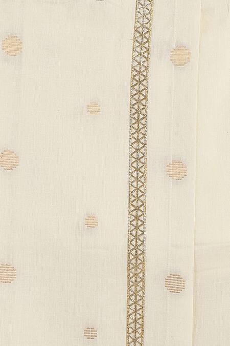 Buy_Tiber Taber_Cream Cotton Polka Dot Mundu 