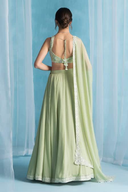 Lashkaraa Light Green Embroidered Classic Lehenga Set 