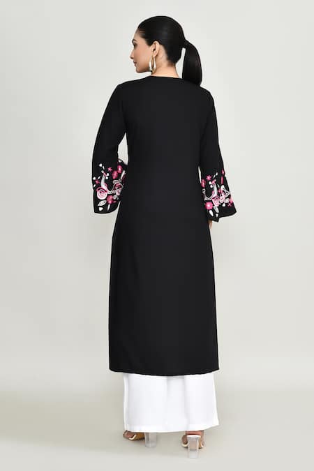 Abbaran Black Embroidered Long Tunic 