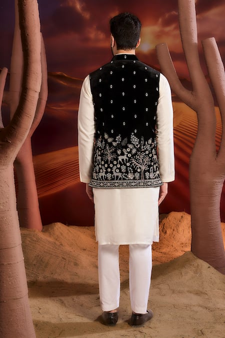 Kasbah Black Velvet Designer Nehru Jacket 